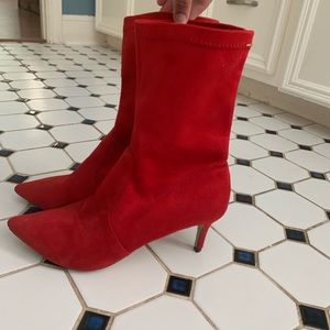 Red long booties